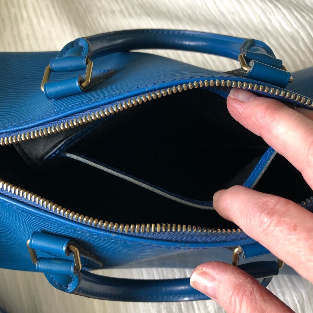 LOUIS VUITTON LV Logo Speedy 25 Travel Hand Bag Epi Leather Blue VI 0992 - Picture 12 of 14